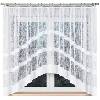 Markizeta WIKTORIA - Gordijn - 310x160 cm - Geometrisch Motief - Azuur Witte Kleur - Ozdobne Podcięcie
