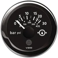 VDO 10-184 Ohm Oil Manometer 0-30bar Zilver 52 mm