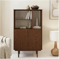 Idimex Highboard SIMONA van massief hout met open plank – afwerking in kastanje