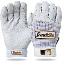 Franklin Sports MLB Honkbal Slaghandschoenen - Pro Classic Slaghandschoenen - Volwassenen + Jeugd - Wit + Goud - Volwassenen Ex
