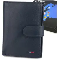 Beltimore Elegante herenportemonnee van leer met RFID-bescherming, klassiek design, groot formaat, verticaal, marineblauw