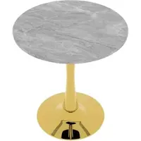 OKWISH Salontafel Rond - Minimalistisch Design Met Hoge Poten - Voor Woonkamer En Eethoek - Kunstmarmer Goud - Diameter 70 Cm