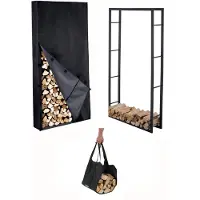 Lendo Online Brandhoutrek met Hoes 100x25x196 cm Zwart