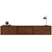 Idimex SIMONA hangend lowboard van 175 cm van massief hout – afwerking in kastanje