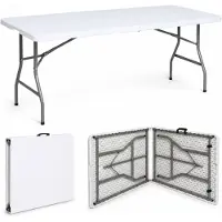 TRUTZHOLM - Klaptafel - 180 x 75 cm - Wit - Partytafel - Koffermodel - Campingtafel - Voor 8 Personen - Antraciet Frame