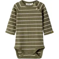 Lil´ Atelier Rompertje/body 'NBMKAIL' olijfgroen / wit