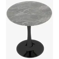 OKWISH Salontafel Rond - Minimalistisch Ontwerp - Voor Woonkamer Eethoek Of Lounge - Kunstmarmer Zwart Grijs - 70 Cm
