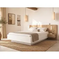 Vente-unique Bed met opbergruimte hout natuurlijk licht 160