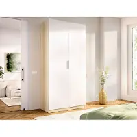 Vente-unique Kledingkast 2 deuren - B91 cm - Wit en licht naturel - KALONY