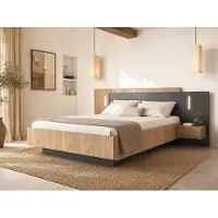 Vente-unique Bed met opbergruimte hout antracietgrijs 160 x