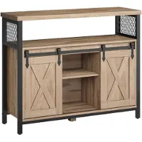 Vasagle Dressoir, keukenkast, voorraadkast, met 2 schuifdeuren, 33 x 100 x 80 cm, verstelbare planken, landelijke stijl, voor woonkamer, natuurkleur-zwart