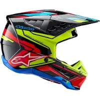 Alpinestars S-M5 Action 2 Helm Ece 22.06 Zwart Geel Fluo Felrood Glanzend Maat XL