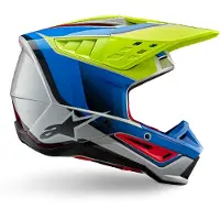 Alpinestars S-M5 Sail Helm Ece 22.06 Geel Fluo Enamel Blauw Zilver Glanzend Maat L