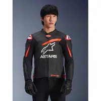 Alpinestars Gp Plus R V4 Airflow Leren Jas Zwart Fluo Rood Wit Maat 50