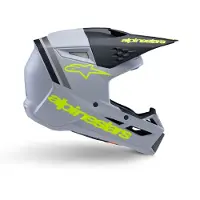 Alpinestars S-M3 Youth Radium Grijs Zwart Geel Fluo Mat Offroad Helm Maat M