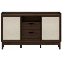 OKWISH Dressoir Met Schuifdeuren En 2 Lades Voor Woon En Eetkamer Spaanplaat Naturel 150 X 39,5 X 80 Cm