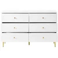STILVORA Dressoir - 6 Laden Met Ovale Fronten - Opbergkast Voor Woonkamer En Slaapkamer - MDF En Spaanplaat - 120x40x75 Cm - Wit