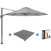 Platinum Voyager ronde zweefparasol T1 3 m. - Light Grey met voet en hoes
