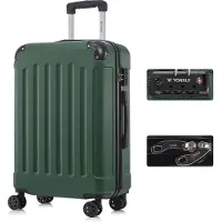 YONSLY Handbagage Koffer - 66cm - 66 L - TSA Slot - 360° Draaibare Wielen - Trolley - Donkergroen