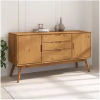 Idimex Sideboard TIVOLI, van massief hout met 2 deuren en 3 lades - eiken afwerking