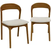 Sweeek Vintage stoelen van rubberhout en stof (set van 2) Walnoot