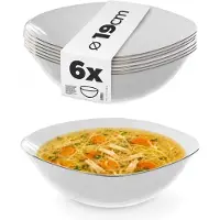 Kadax Slakom 19cm Glazen Kommen voor Soep Snacks Set Wit 6 st