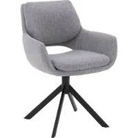 Goossens Eetkamerstoel Daisy grijs stof graden draaibaar met return functie met armleuning, modern design