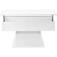OKWISH Salontafels - Koffietafel Lift-Koffietafel Hoogglans Met LED-Strook - 78x78x45,5/59,5 cm - Spaanplaat - Wit