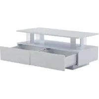 OKWISH Salontafels - LED Salontafel Met Ladefunctie - Bedienbaar Via Smartphone App - 100x50x42,5 cm - Acryl - Wit