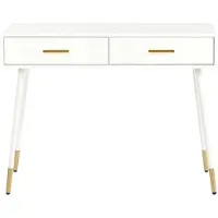 OKWISH Kaptafel En Bureau - Met 2 Laden - Voor Slaapkamer En Thuiswerkplek - MDF Wit - 100x40x76 Cm