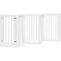 vidaXL Hondenhek inklapbaar met deur 9 panelen 450 cm populierhout wit