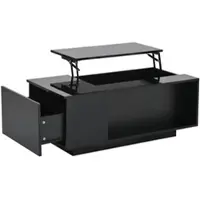 OKWISH Salontafels Koffietafel - Moderne Salontafel Met 1 Lade En LED Lichtstreife - Verstelbare Hoogte + USB Poort - Table Basse - 100x50x40 cm - Spaanplaat - Zwart