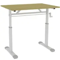 OKWISH Bureau Met Hoogteverstelling - Met Handslinger - Voor Thuiswerk En Studeren - Metaal En Houtlook - Compact Ontwerp
