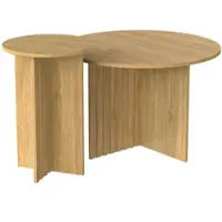OKWISH Salontafels - Koffietafel Woonkamer Tafel 2-Delig Met Houtlook - 76x76x50 & 40x40x56,5 cm - Spaanplaat - Naturel