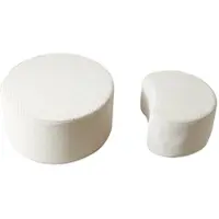 OKWISH Salontafelset Rond Set Van 2 - Ruimtebesparende Ottoman En Bijzettafel Voor Woonkamer - Stof - Beige