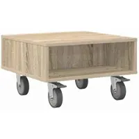 vidaXL Bijzettafel met wielen Sonoma Eik 50,5 x 50 x 30 cm