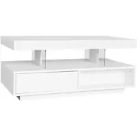 OKWISH Salontafels - Salontafel Met LED-Verlichting En Opbergruimte - Hoogglans Ontwerp - 95x50x42,5 cm - Hout - Wit