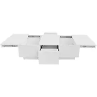 OKWISH Salontafel – Stijlvolle Serie – 2 Lades – Met Duw-en-Trek Opbergsysteem – Verborgen Opbergruimte – Spaanplaat Wit Hoogglans – 100x50x31 cm