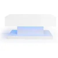OKWISH Salontafels - Met Liftfunctie En LED Licht - Met Lade Voor Salon - Verhoogbaar Tafelblad - Hout - Wit - 100x50x45 cm