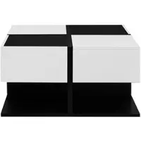 OKWISH Salontafels - Koffietafel Woonkamer Tafel Met Lade En Vierkant Kleurenblok - 70x70x35,5 cm - Spaanplaat - Zwart