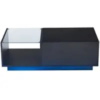 OKWISH Salontafel – Hefbaar – 2 Lades – Met LED (RGB, App & Afstandsbediening) – Verborgen Opbergruimte – Spaanplaat Zwart – 100x50x33-46.5 cm