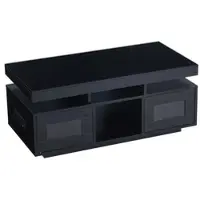 OKWISH Salontafel – Hoogglans Met Appgestuurde Ledverlichting – Met Stopcontact En Usb – Voor Woonkamer Kantoor – Spaanplaat Zwart – 100x50x43 cm