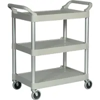 Rubbermaid -servicewagen Utility Cart, 3 verdiepingen, open uitvoering, tot 90 kg, platina