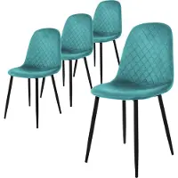 ML-Design Set van 4 eetkamerstoelen Wisk velvet | fluweel turquoise 44x89x51 cm eetkamerstoelen | NADUVI