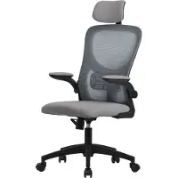 ML-Design Ergonomische bureaustoel grijs netweefsel met verstelbare hoofdsteun en wielen ML design