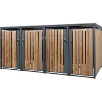 ML-Design Afvalemmerhek Tony voor 4 bakken | staal naturel 264x80x116 cm tuingereedschap | NADUVI