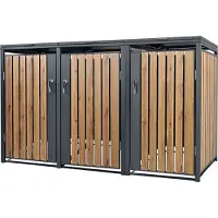 ML-Design Afvalemmerhek Tony voor 3 bakken | staal naturel 200x80x116 cm tuingereedschap | NADUVI
