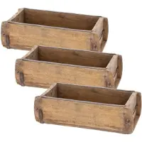 Novaliv 3x Houten Kist Vintage 30 x 15 x 10 cm Oude Baksteen Vorm Hout EEN KAMER Universele doos van gerecycled oud hout Elke vorm is uniek - Cadeaudoos