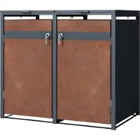 ML-Design Klikoombouw, Container ombouw voor 2 containers tot 240 l, 132 x 80 x 120 cm, van staal met roestlook