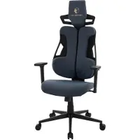 ML-Design Gaming stoel met armleuning, hoofdsteun en lendensteun blauw, gemaakt van stof
